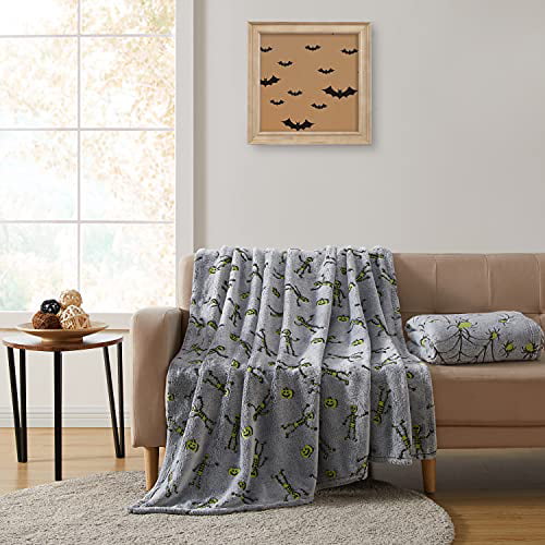 Fall Fluffy Fuzzy Blankets Throw Blanket Halloween Maple Leaves Yellow White Scarry Cute Soft Blanket 80x60 